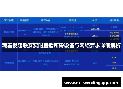 观看俄超联赛实时直播所需设备与网络要求详细解析
